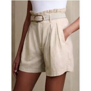 Banana Republic NWT Linen‎ Blend Flax Shorts Women's 10 Paper bag Waist Preppy